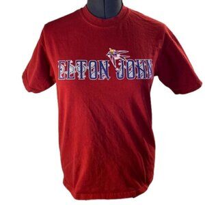 GILDAN Activewear Women’s Elton John Burgundy Short Sleeve Shirt (Size Medium)